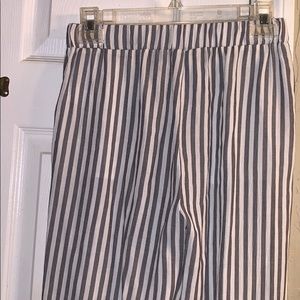 HIGH-WAISTED STRIPED BORDER WIDE-LEG PANTS